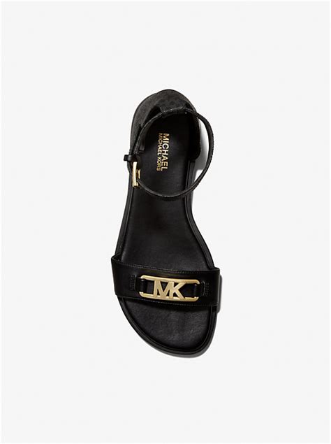 michael kors camila logo and faux leather sandal